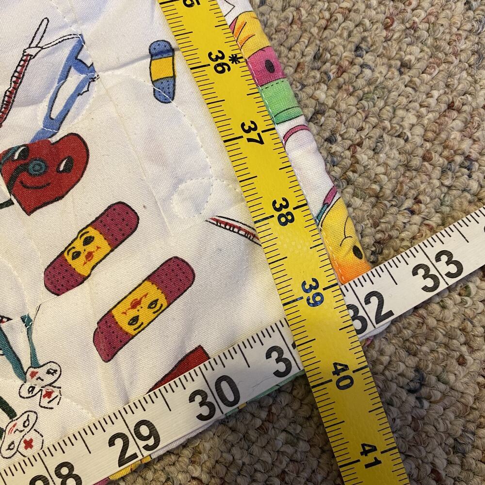 Vintage Handmade Patchwork Quilt Throw Blanket 64”x40” Doctor Nurse Patient - Picture 3 of 6